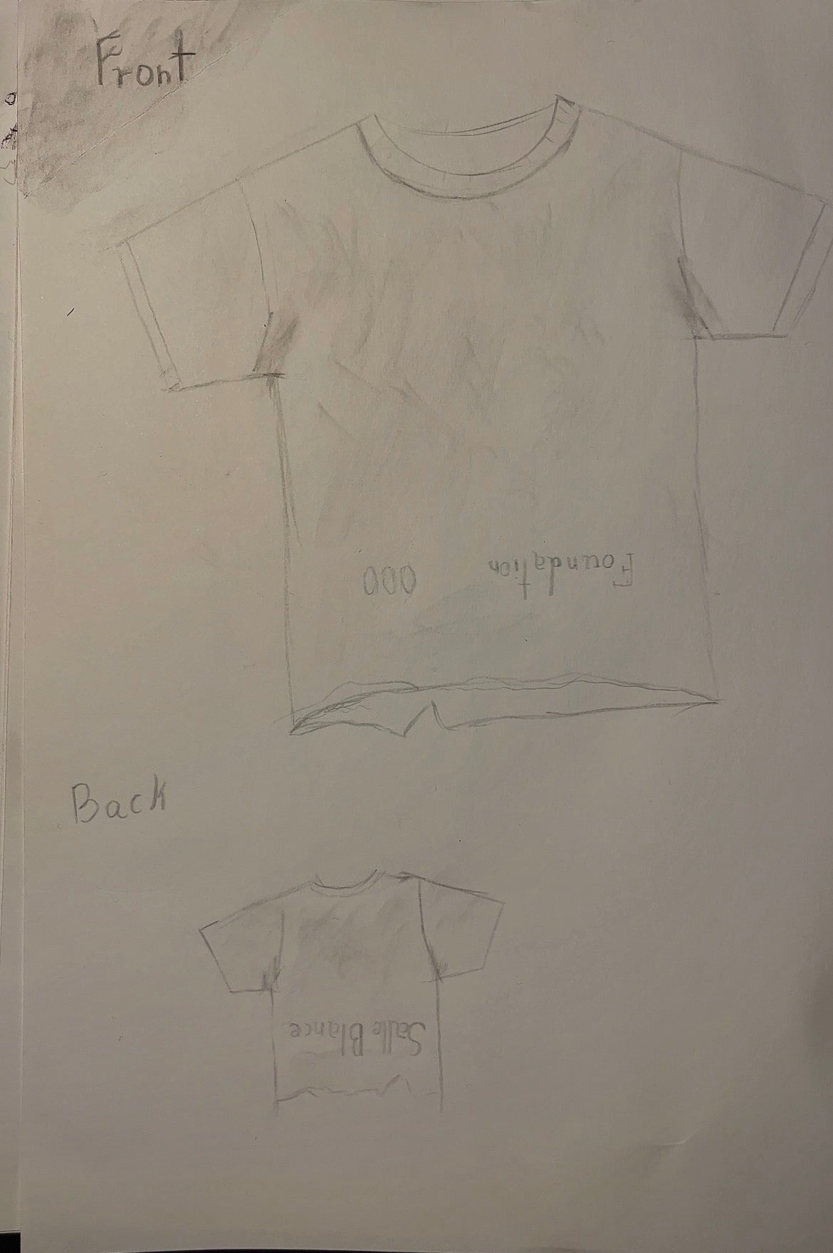 Pencil sketch for Salle Blanc Product 002 T-shirt concept